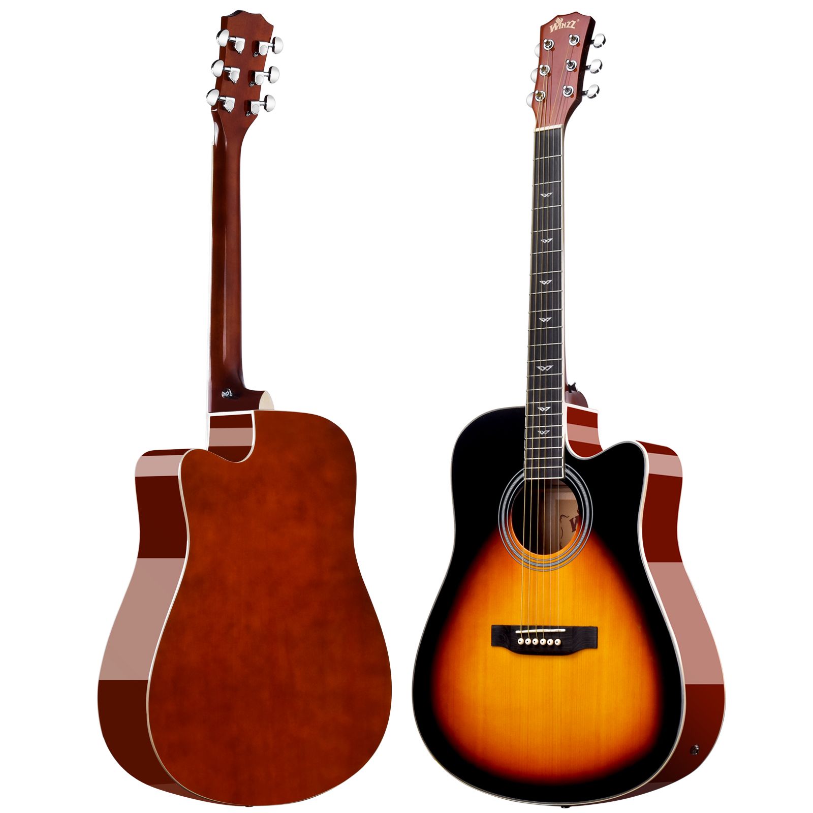 41-Inch Folk Acoustic Cutaway Guitar Package for Beginners Students Kids