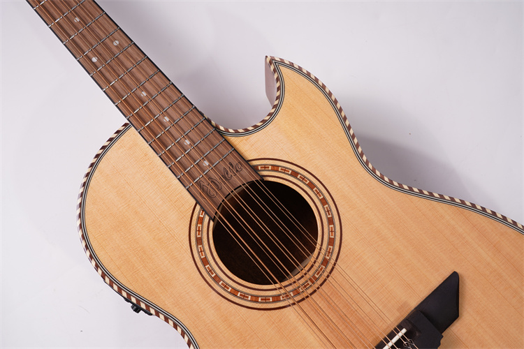 Factory Direct Sale 10-String Acoustic Guitar Bajo Quinto Florentine Mexican Style Spruce Top Mahogany Rosewood Fingerboard