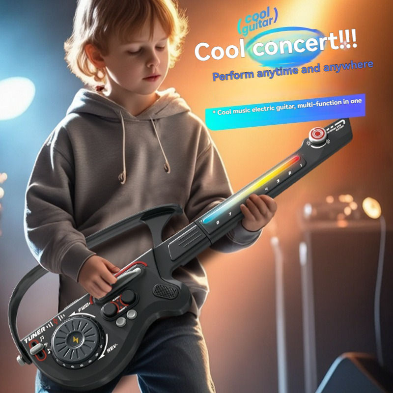 Best-selling Kids Educational Multifunctional DJ Guitar Toy version Foldable Electric Musical Instruments for children