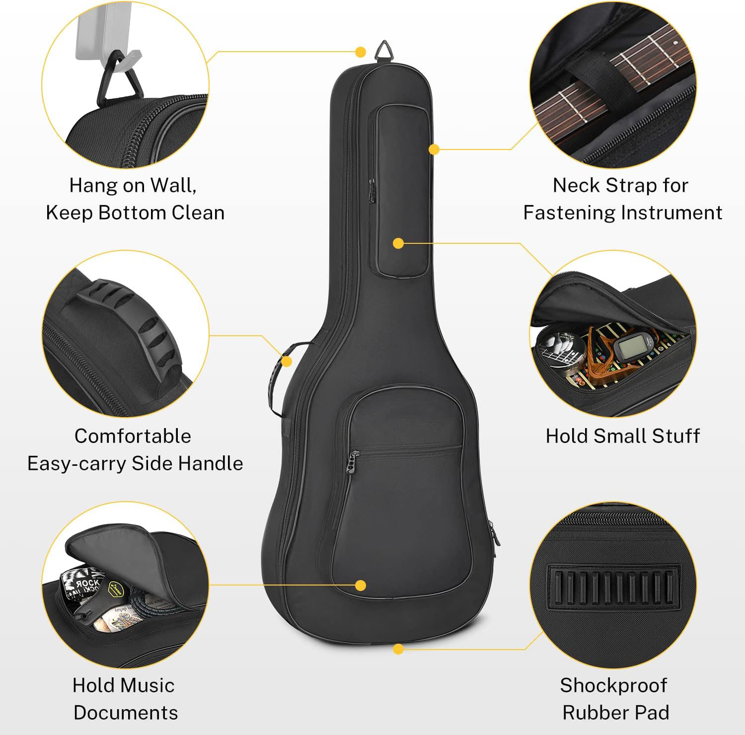 Durable Water-resistant 600D Nylon Oxford Travel Women Men Acoustic Gig Guitar Bag for Daily Life