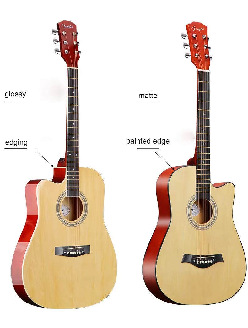 Wholesale 41 Inch Basswood Gloss Classical Acoustic Left Handed Guitar Musical Instrument for Adult