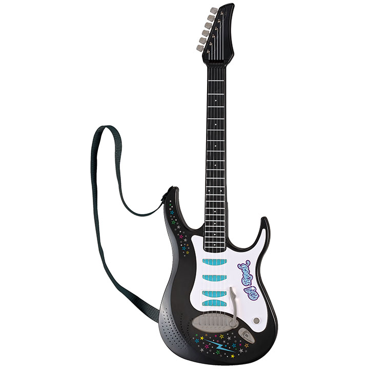 D.J. Toys CG09 Custom Rock Style Electric Guitar Kids 6 Real Strings Battery Operated Educational Toy ABS Plastic Pink 8+ Years