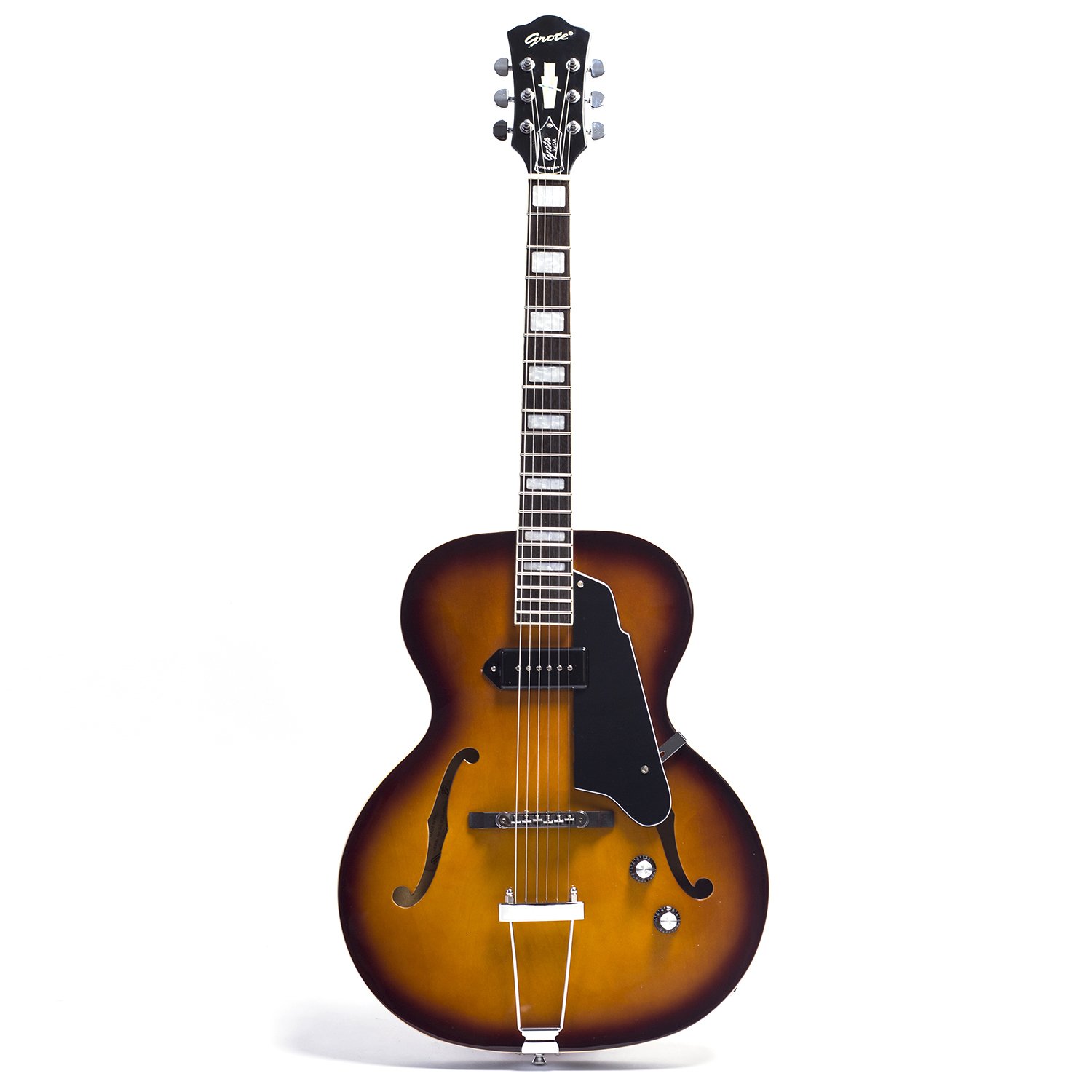 GROTE Semi Hollow Electric Guitar Maple Rosewood Fretboard 22 Frets H-H Pickups Glossy Natural Wood String Instrument 10.06-01