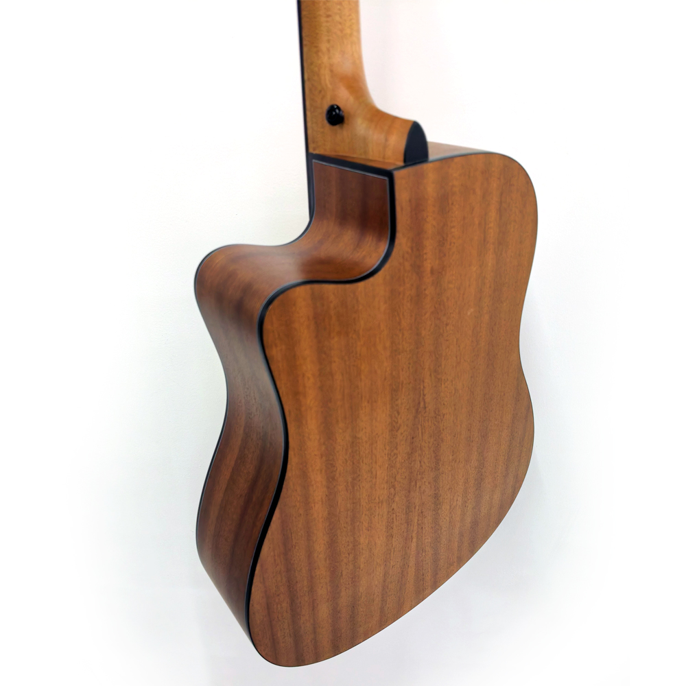 Solid Top Acoustic Guitar 36 40 41 Inch Cutaway Solid Spruce Top Satin Natural Folk Guitar with Cross Inlay wholesale
