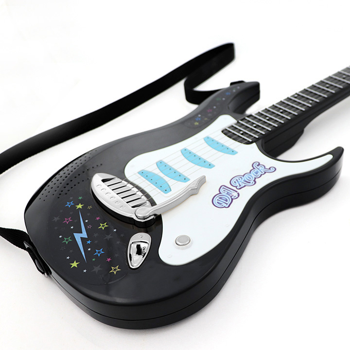 D.J. Toys CG09 Custom Rock Style Electric Guitar Kids 6 Real Strings Battery Operated Educational Toy ABS Plastic Pink 8+ Years