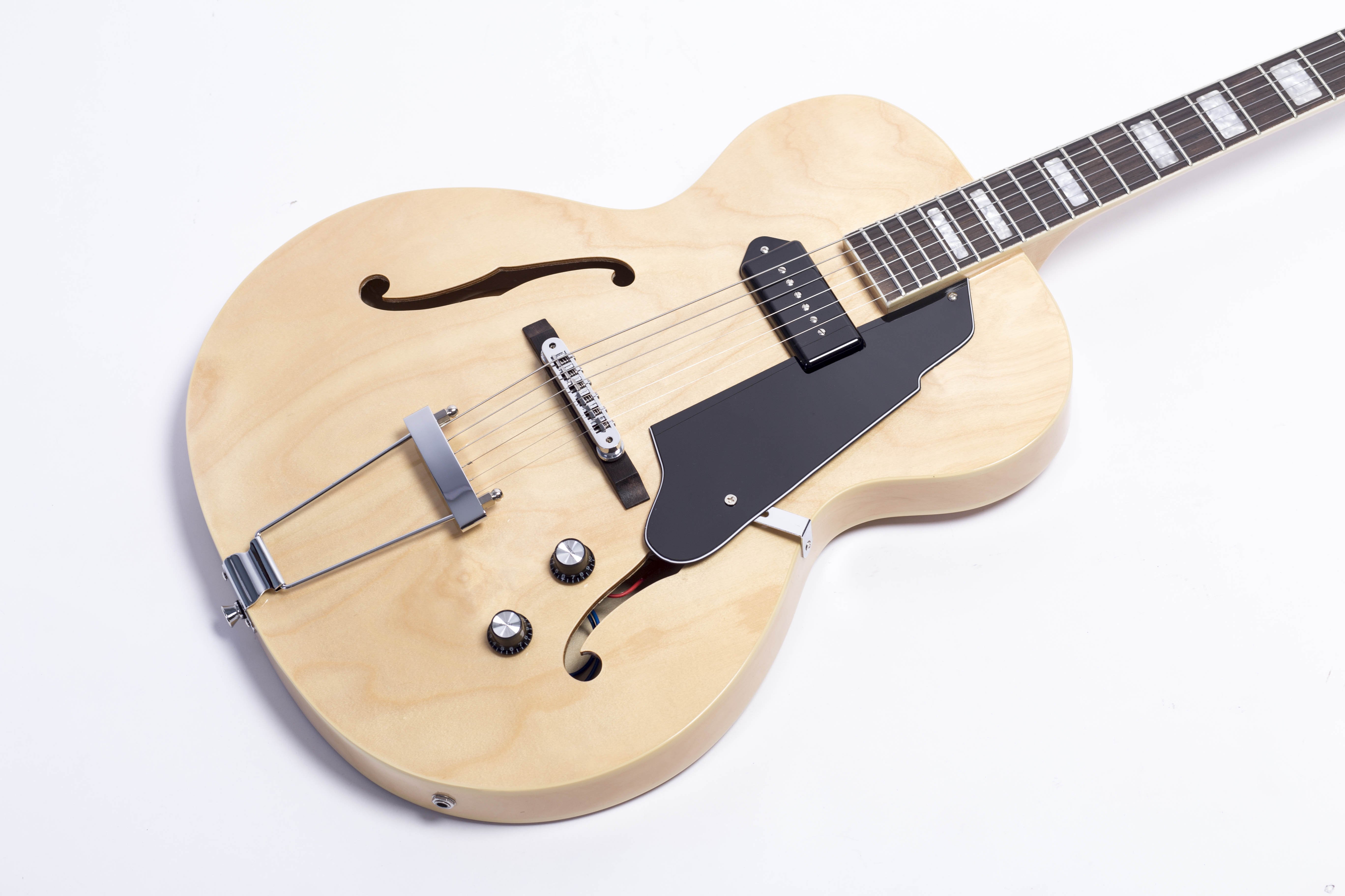 GROTE Semi Hollow Electric Guitar Maple Rosewood Fretboard 22 Frets H-H Pickups Glossy Natural Wood String Instrument 10.06-01