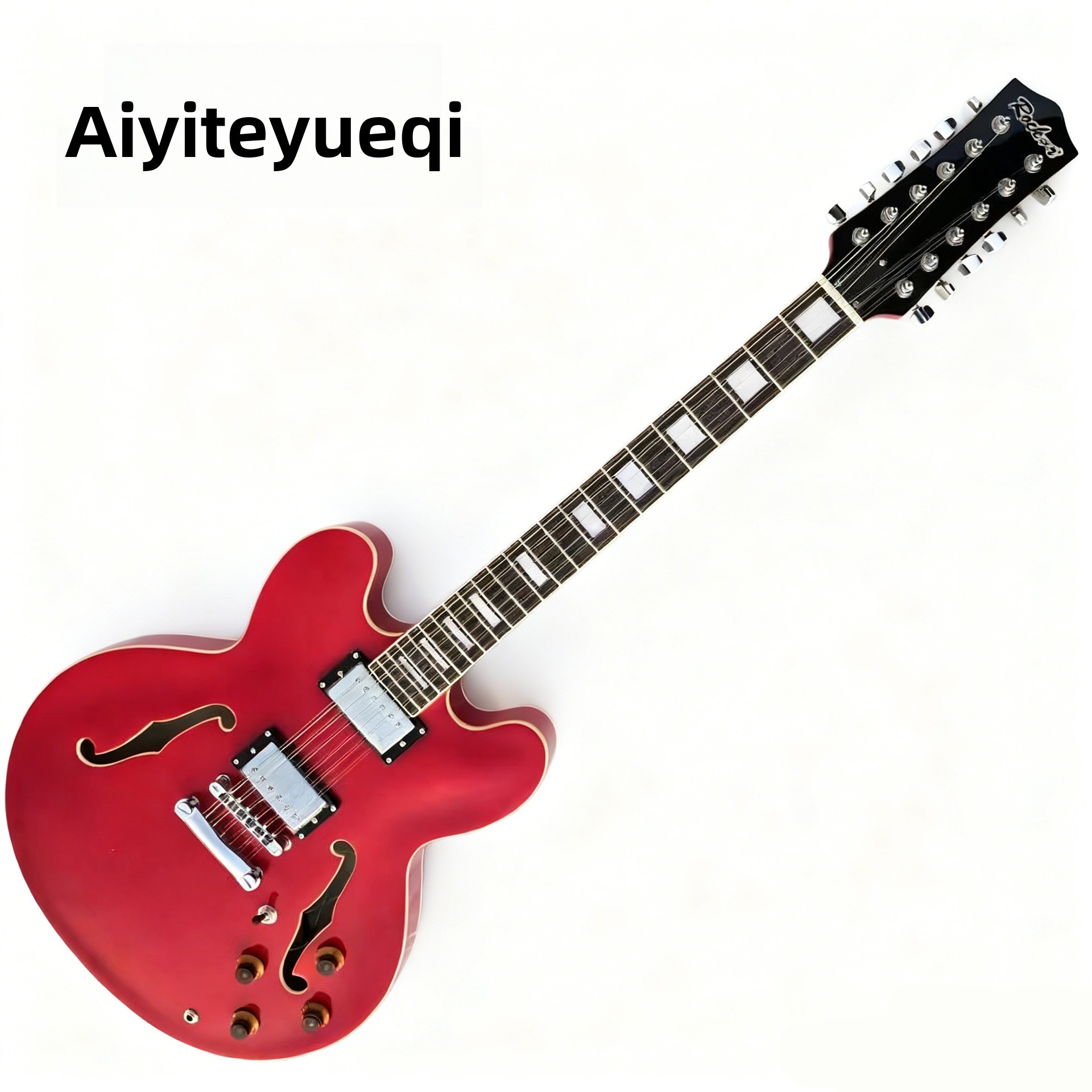 Factory Direct Sale Twelve-String Jazz Electric Guitar with Maple Back F-Hole Semi-Hollow Body