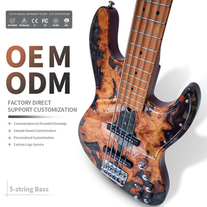 Boutique 5 String Bass Guitar Resin Burl Veneer