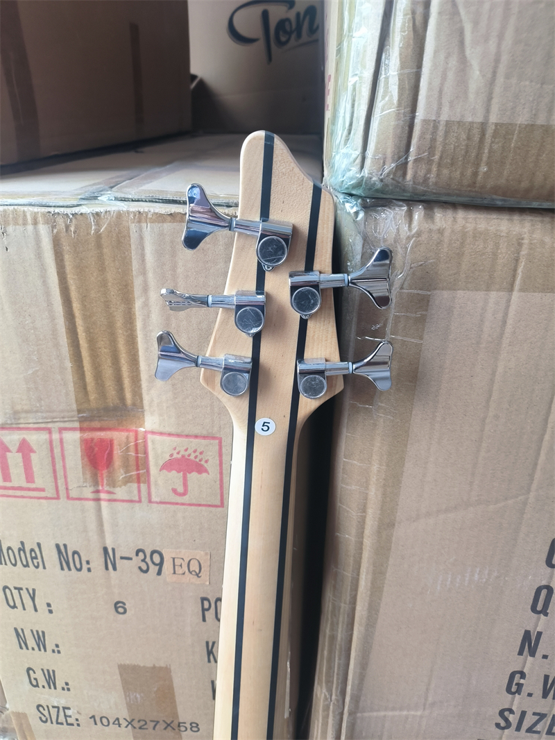High Quality Neck Through Body Left Hand Electric Bass Guitar, Active Pickup