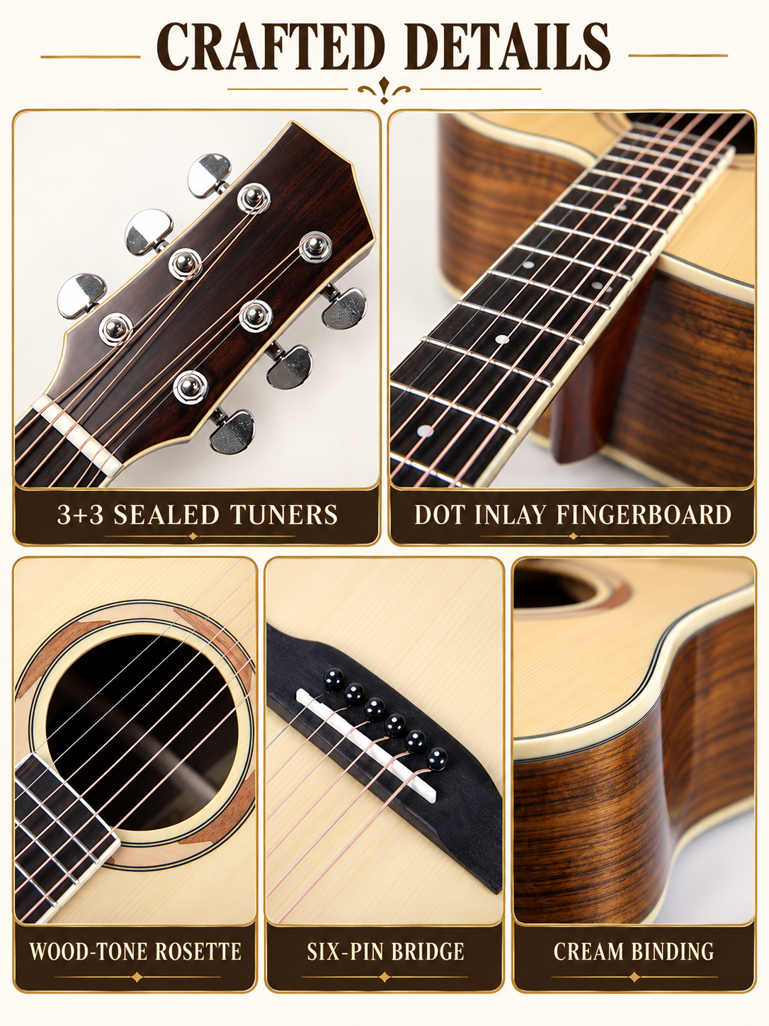41 Inch Full Size Cutaway Acoustic Guitar Spruce Top Walnut Back and Sides High Gloss Wholesale OEM CH-1300