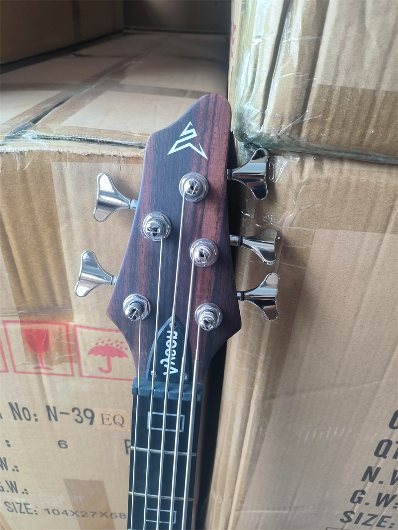 High Quality Neck Through Body Left Hand Electric Bass Guitar, Active Pickup
