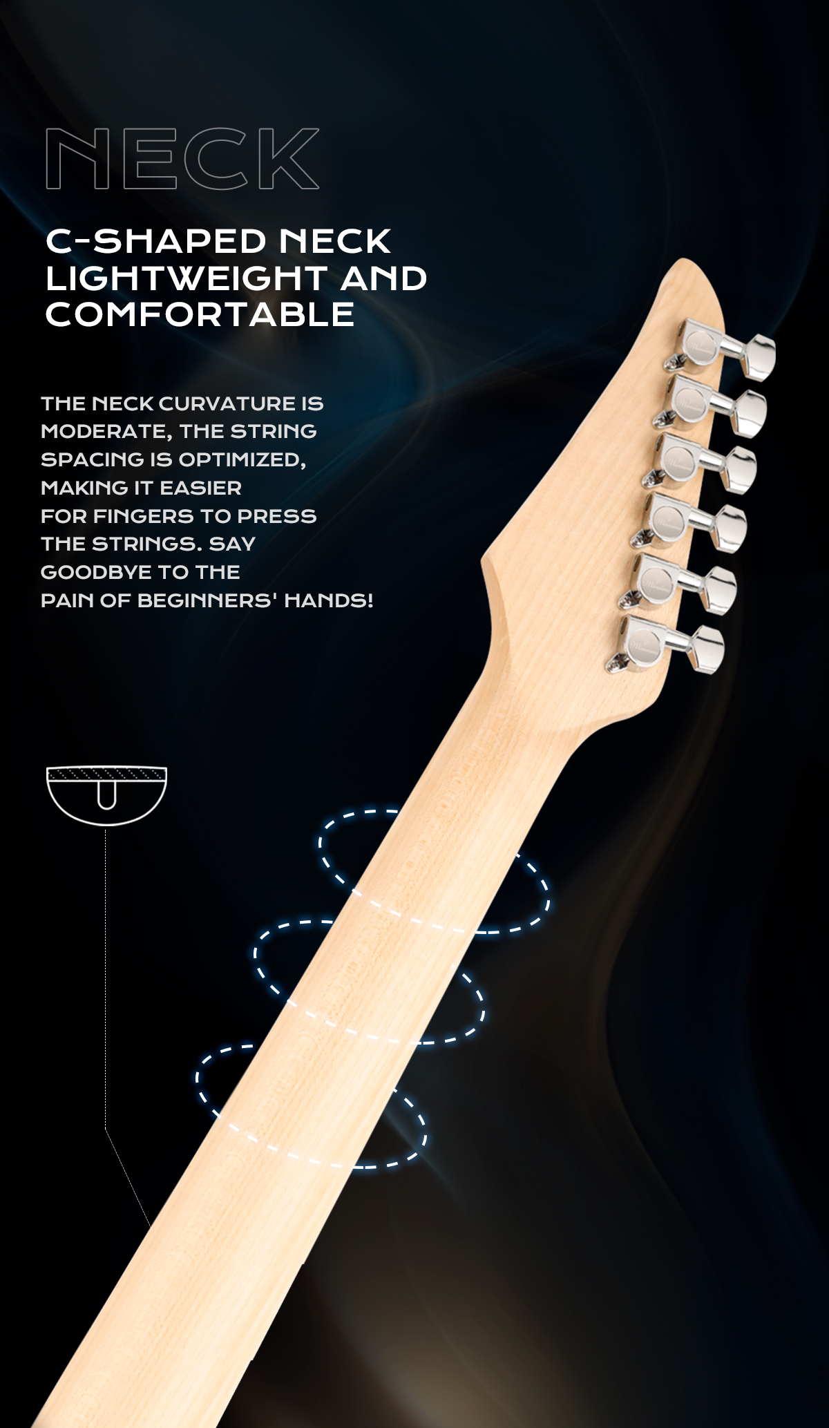Popular Entry Level 22 Frets SSS Pickup Electric Guitar Pack for Beginner Players