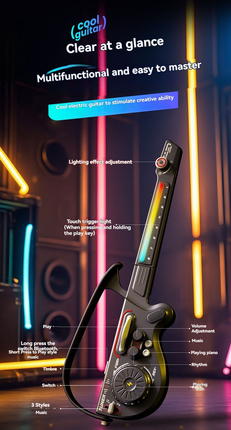 Best-selling Kids Educational Multifunctional DJ Guitar Toy version Foldable Electric Musical Instruments for children