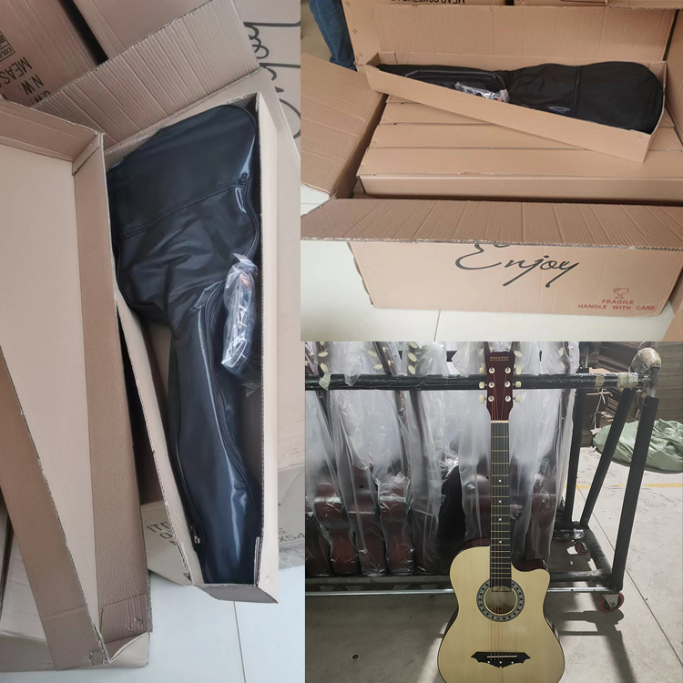 HEBIKUO High Quality 38 Inch Acoustic Guitar for Beginner Practice and Travel Performance