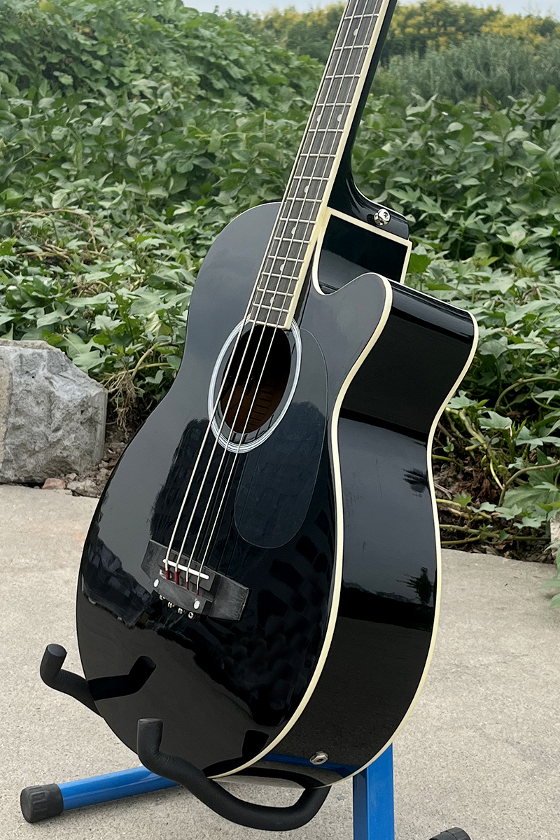 Cheap Price Gloss Aiersi Factory Price Black Colour Cutaway 4 String Electric Acoustic Bass Guitar for Sale