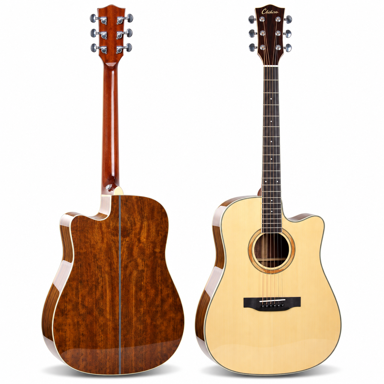 41 Inch Full Size Cutaway Acoustic Guitar Spruce Top Walnut Back and Sides High Gloss Wholesale OEM CH-1300