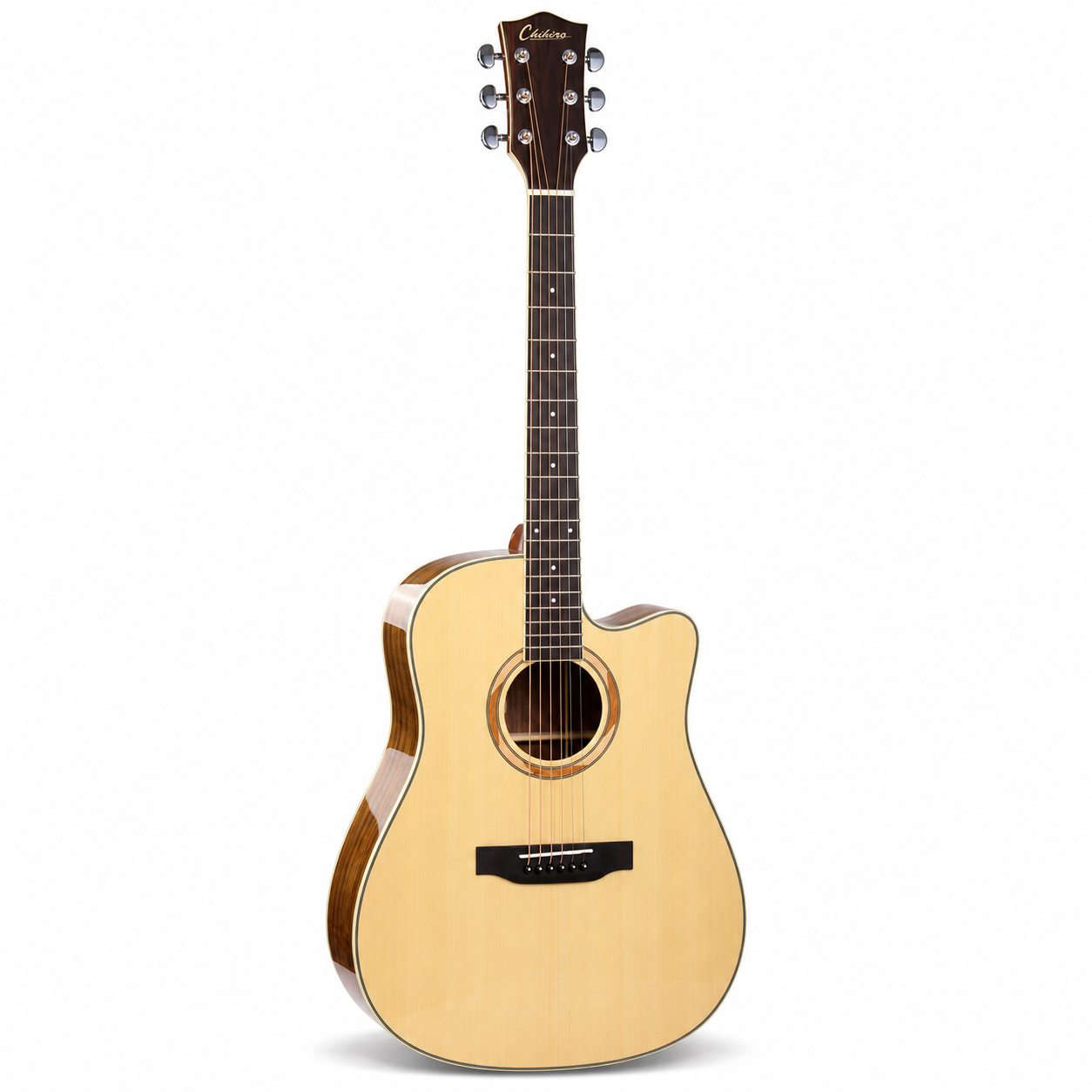 41 Inch Full Size Cutaway Acoustic Guitar Spruce Top Walnut Back and Sides High Gloss Wholesale OEM CH-1300