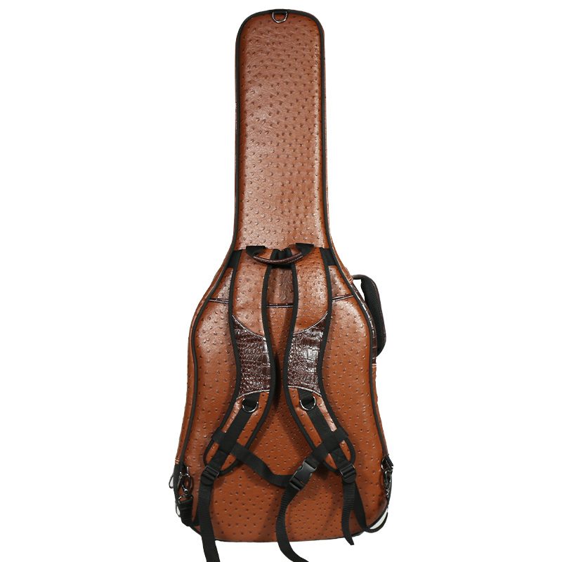 Wholesale Deluxe Brown Ostrich Leather Acoustic Guitar Gig