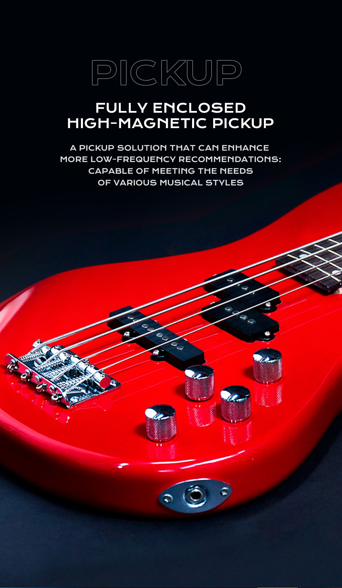 OEM/ODM Cheap 4-String Electric Bass Guitar 3 Single Coil Pickups Maple Neck Rosewood Fingerboard Basswood Body Model IB Minsine