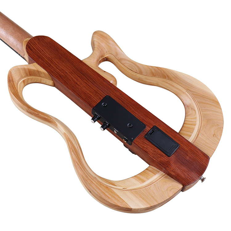 Wholesale 39-inch 6-string left-handed silent guitar OEM with rosewood fingerboard. Foldable and detachable for easy travel use.