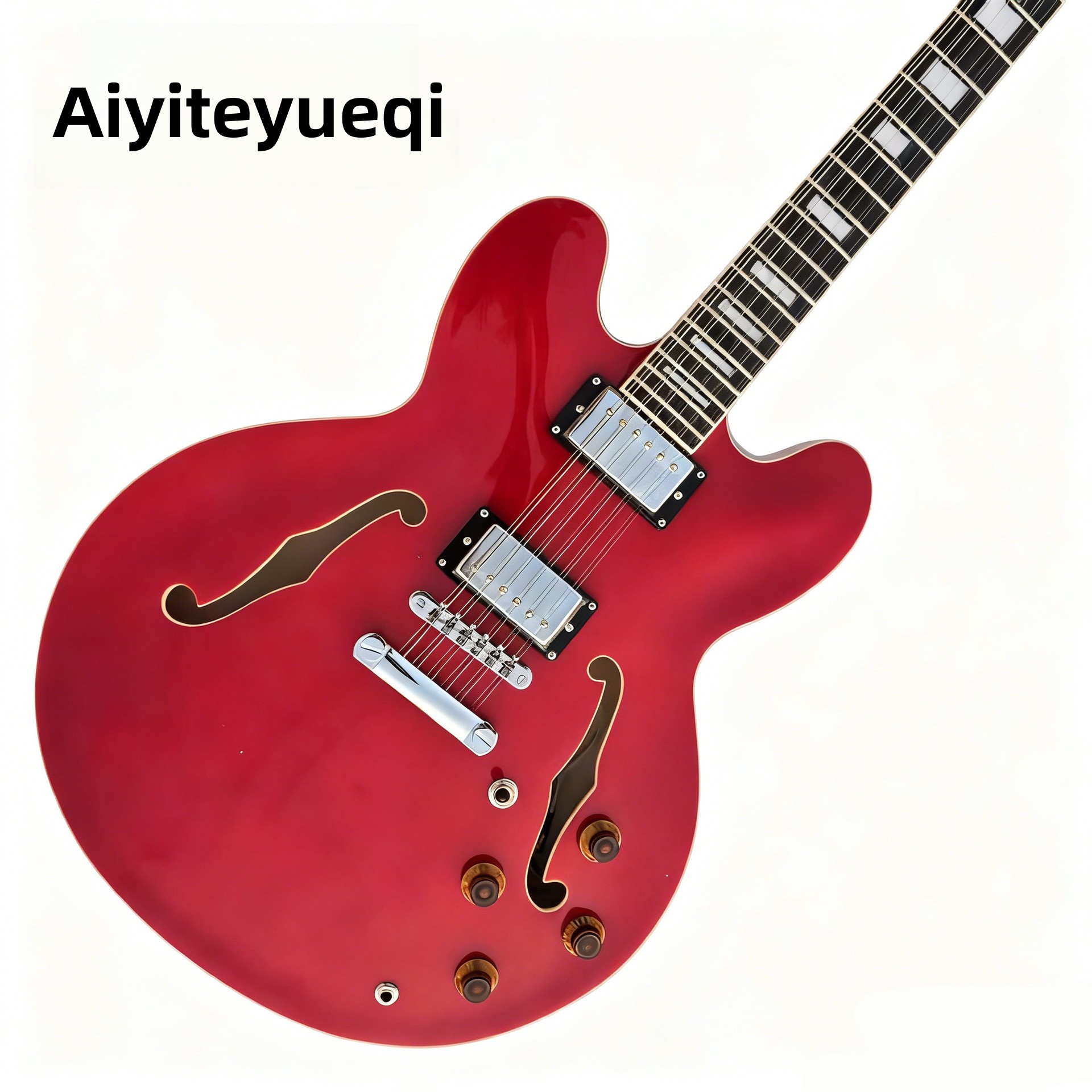 Factory Direct Sale Twelve-String Jazz Electric Guitar with Maple Back F-Hole Semi-Hollow Body