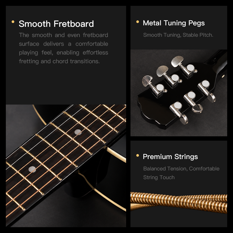 Wholesale Custom High Quality Hot Selling Glossy Travel 30 34 36 Inch Folk Acoustic Guitar for Children