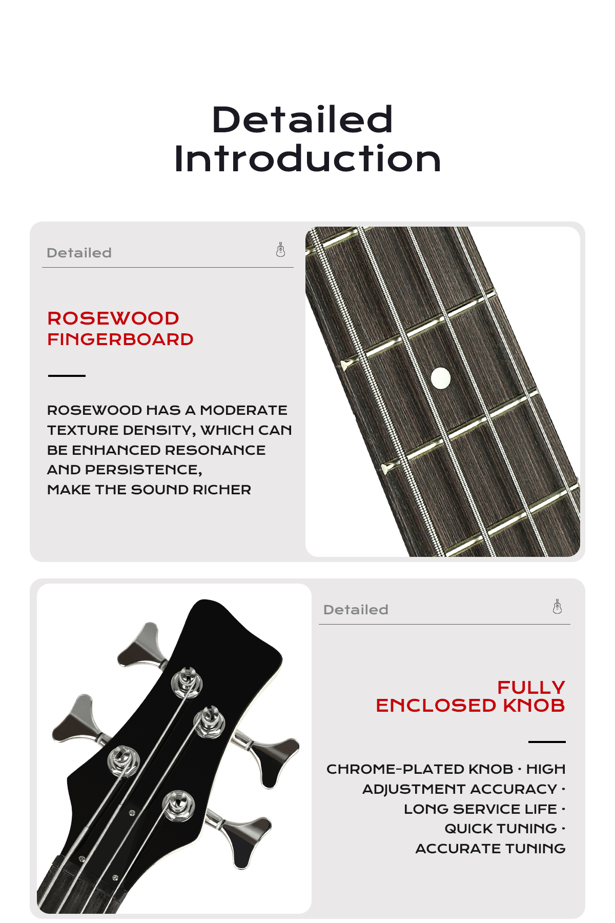OEM/ODM Cheap 4-String Electric Bass Guitar 3 Single Coil Pickups Maple Neck Rosewood Fingerboard Basswood Body Model IB Minsine