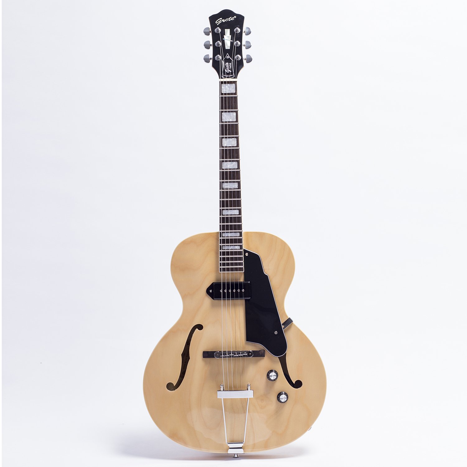 GROTE Semi Hollow Electric Guitar Maple Rosewood Fretboard 22 Frets H-H Pickups Glossy Natural Wood String Instrument 10.06-01