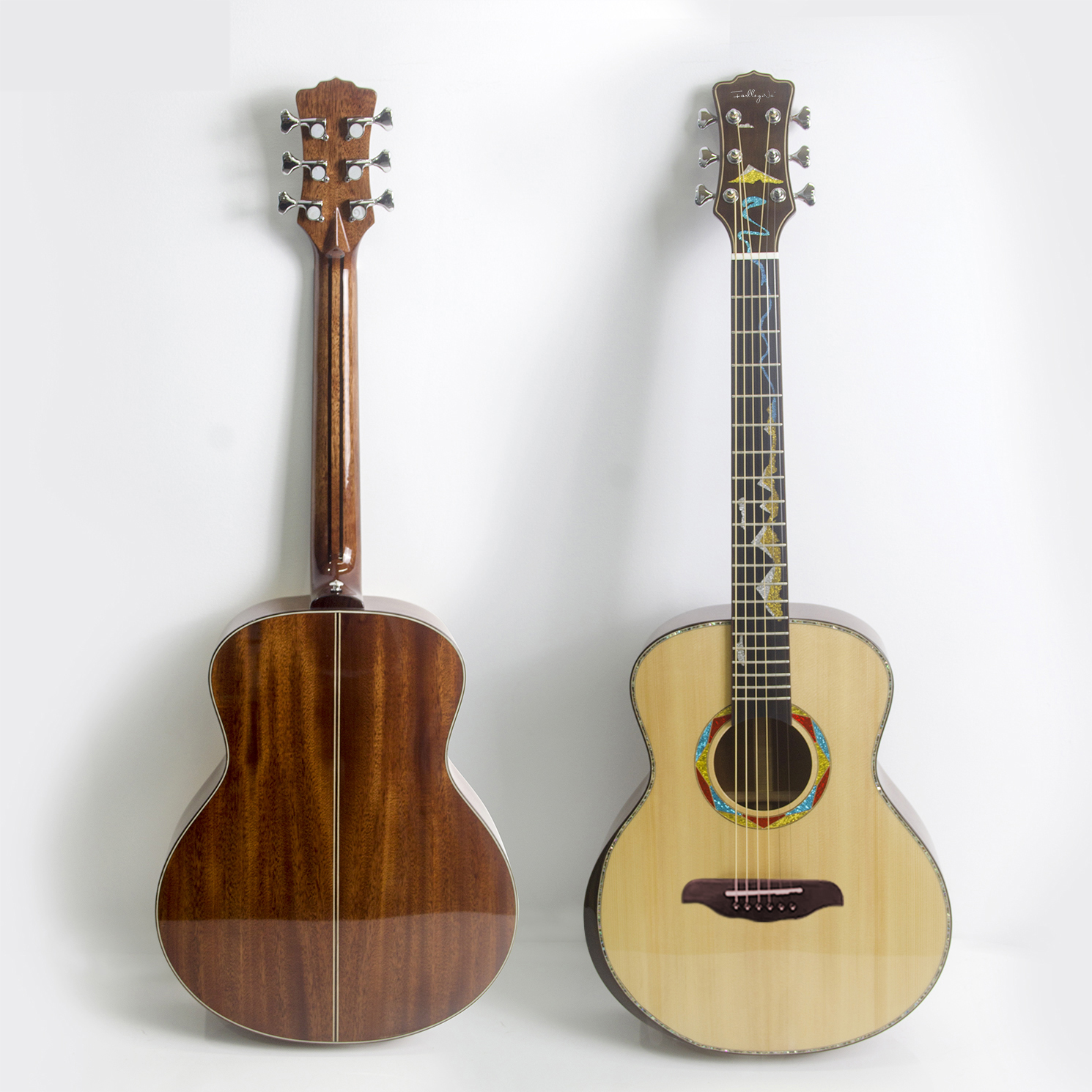 All Solid Spruce Mahogany Acoustic Guitar 36 41 Inch Geometric Inlay Fingerboard Professional Folk Guitarra Bulk