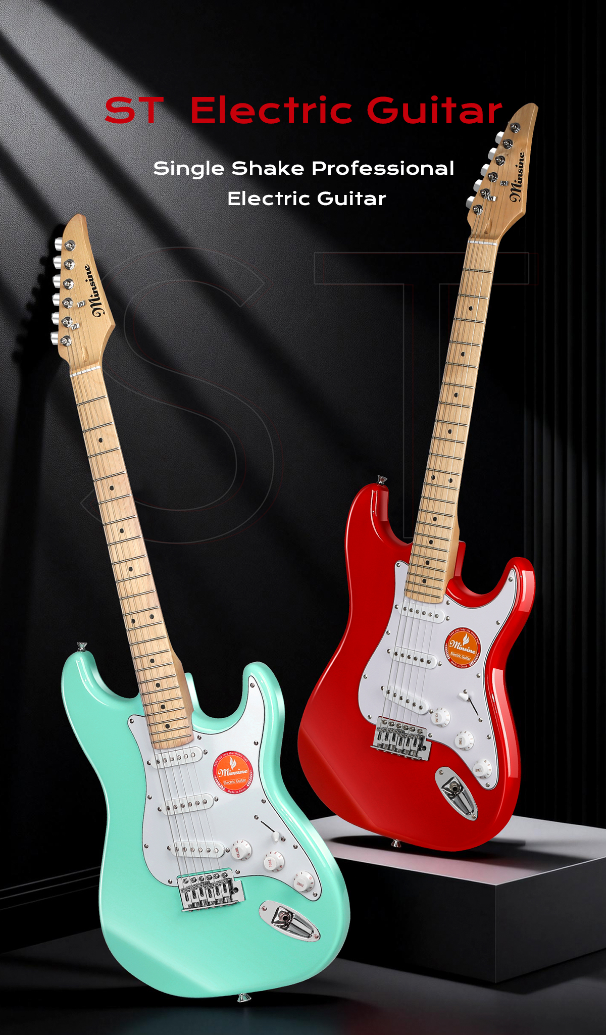 Popular Entry Level 22 Frets SSS Pickup Electric Guitar Pack for Beginner Players