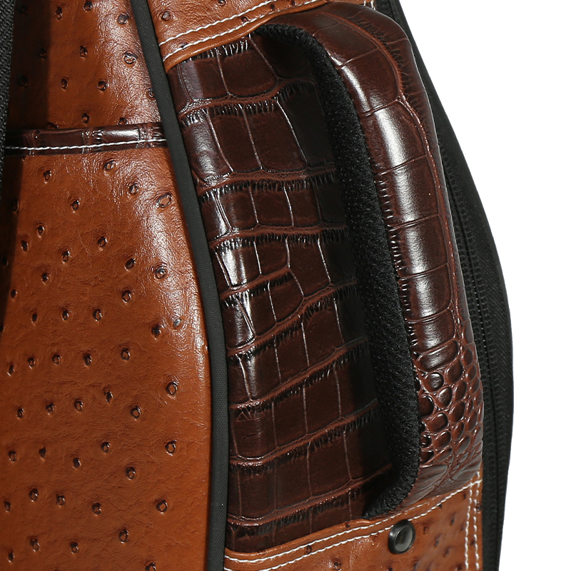 Wholesale Deluxe Brown Ostrich Leather Acoustic Guitar Gig