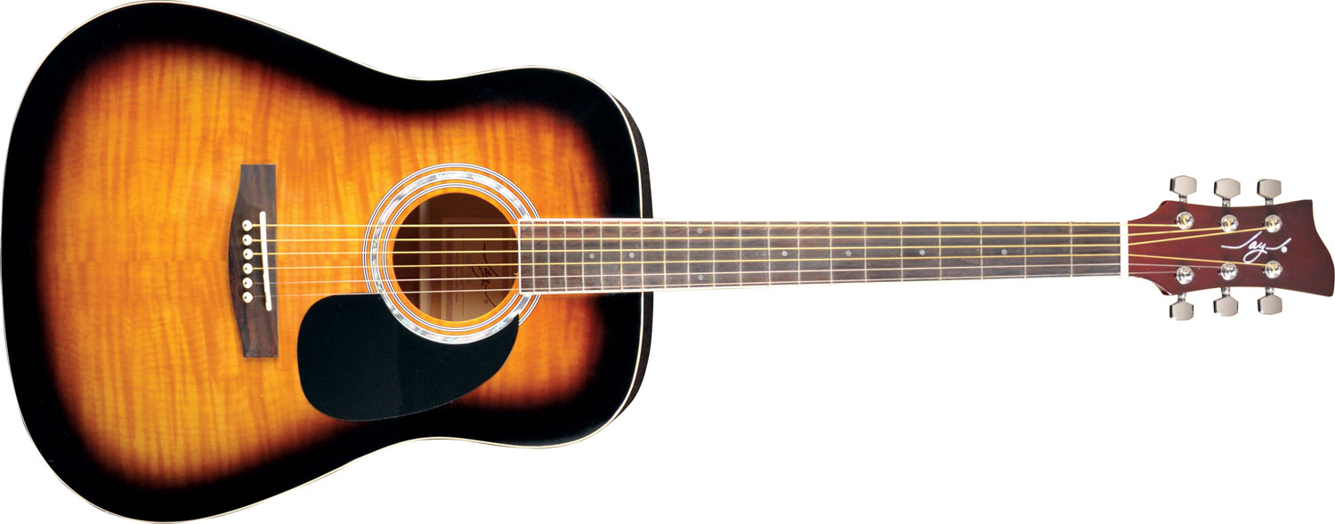 Jay Turser JJ45F Flame Top Acoustic Guitar in Sunburst