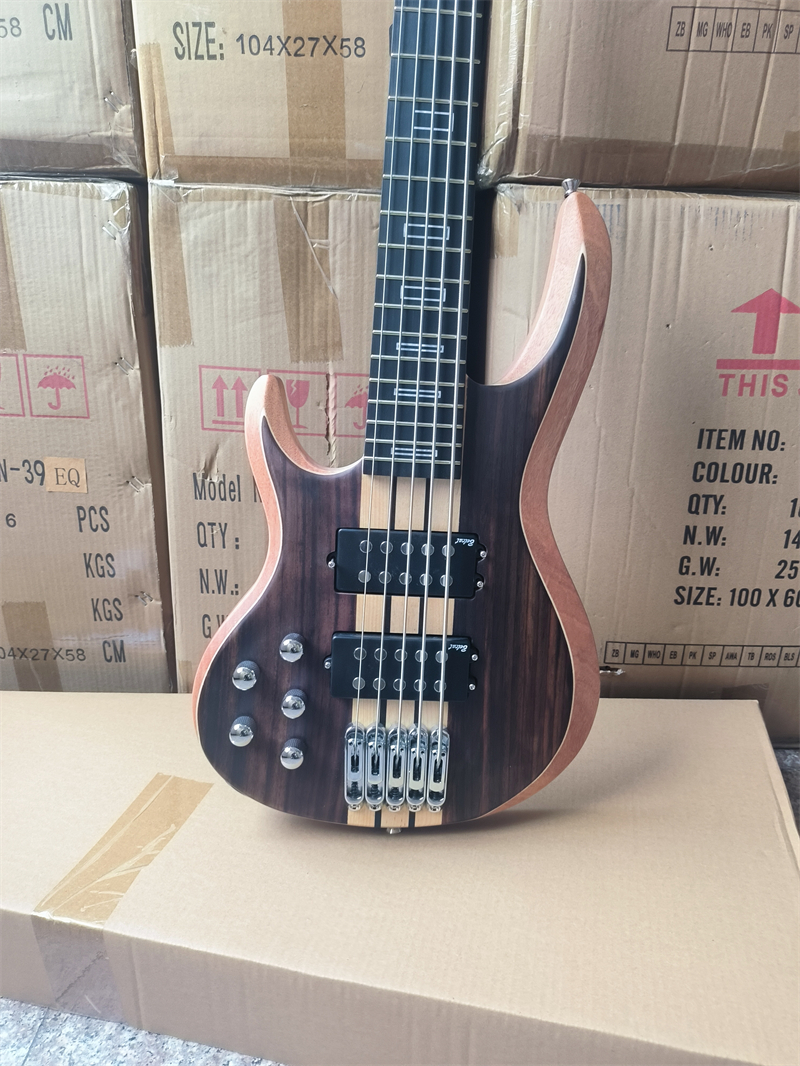 High Quality Neck Through Body Left Hand Electric Bass Guitar, Active Pickup